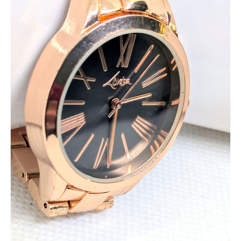 Women's Brand New Lovisa Rose Gold Black Dial Roman Numeral 7 Inch quartz Watch